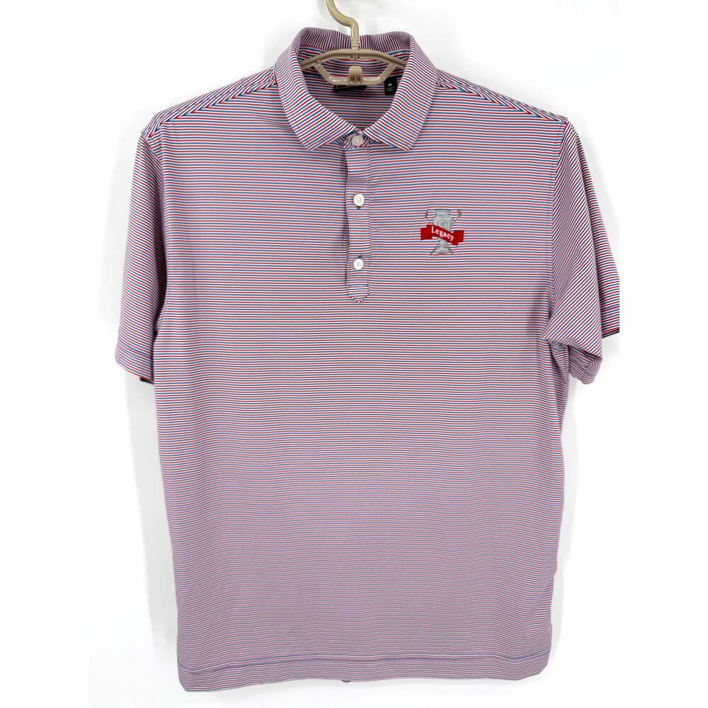 FootJoy Mens Performance Golf Polo Shirt Red Blue Stripe Size Medium NEW